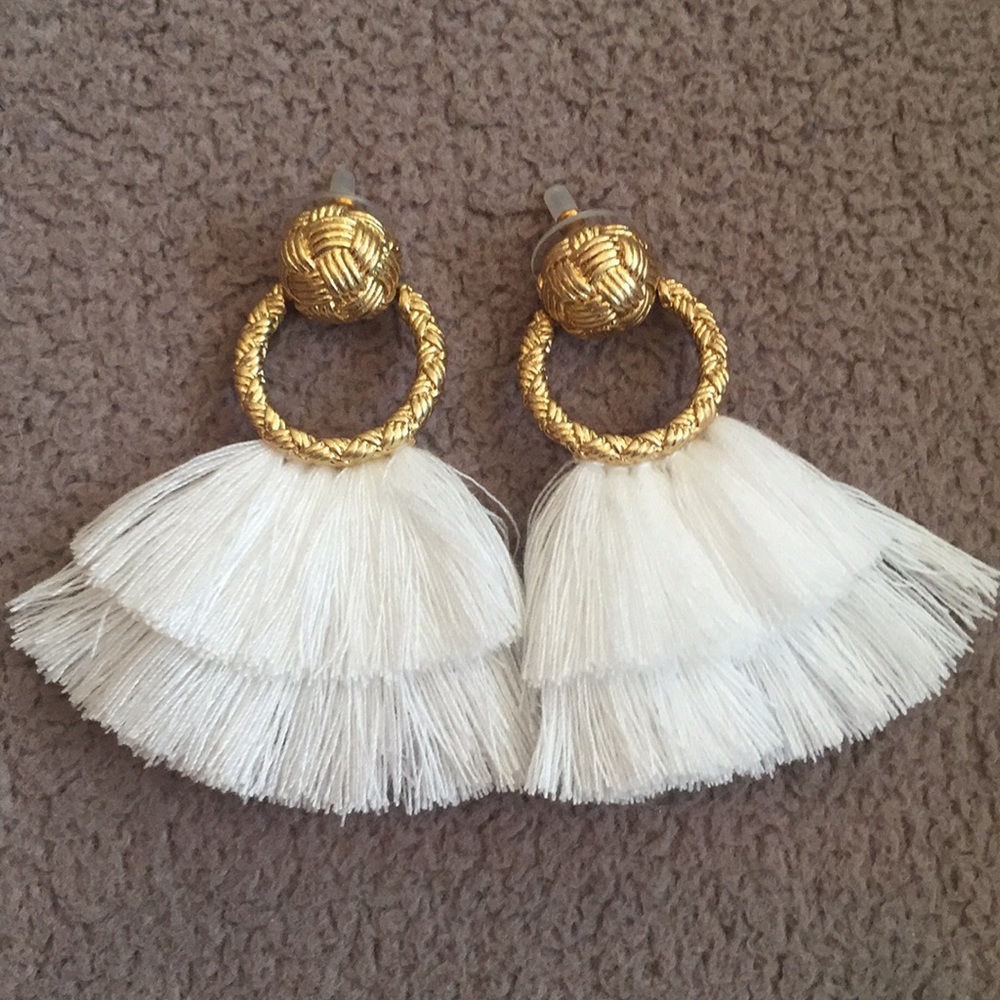For love and lemons tassel earrings white gold New